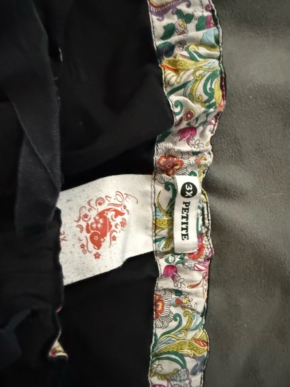 3X Petite Women's Black Skirt with Floral Waistband